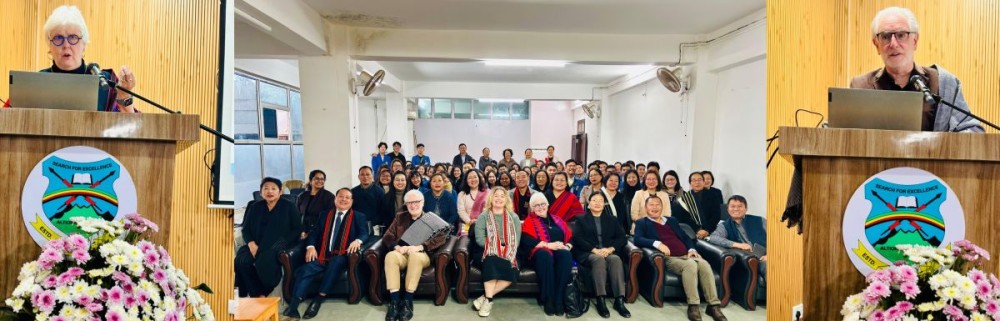 Ambassador Kevin Kelly along with Jane Ohlmeyer and students and faculty members of the Kohima College on December 3.